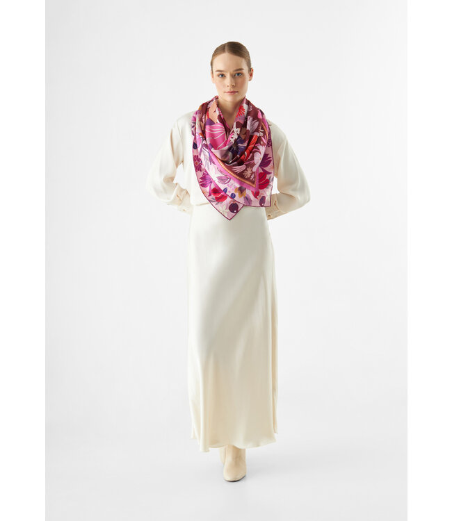 Codello Sjaal Printed Square Flowers Red