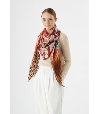 Codello Sjaal Printed Triangle Patched Brown