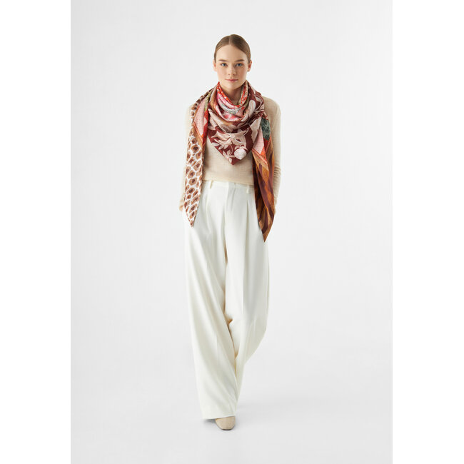 Codello Sjaal Printed Triangle Patched Brown