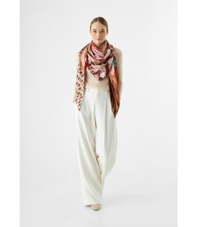 Codello Sjaal Printed Triangle Patched Brown