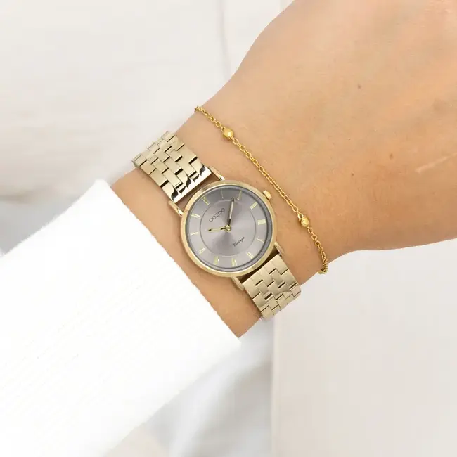 Oozoo Uurwerk Margot Goud/Taupe 28mm