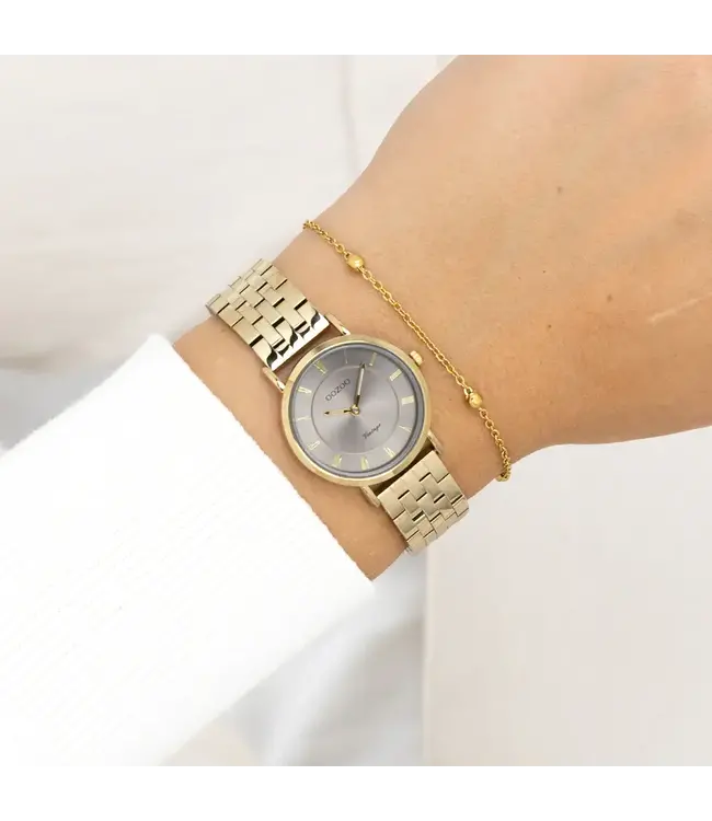 Oozoo Uurwerk Margot Goud/Taupe 28mm