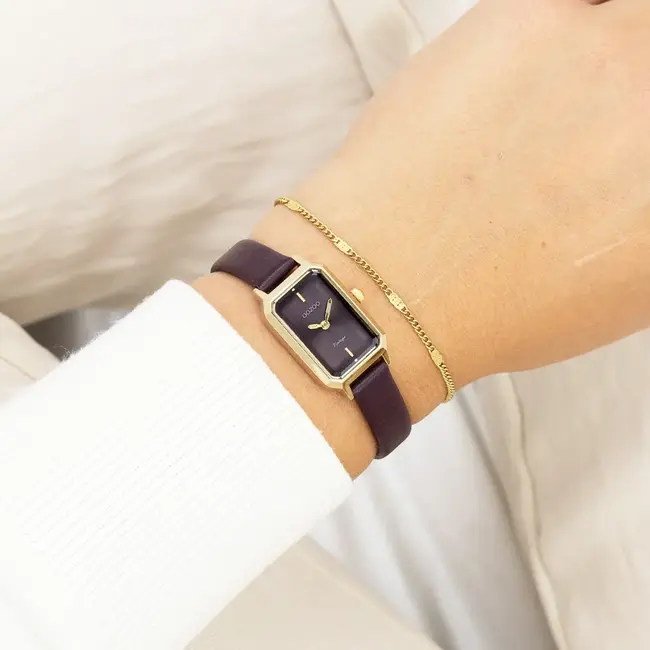 Oozoo Uurwerk Michele Goud/Aubergine 22x19mm