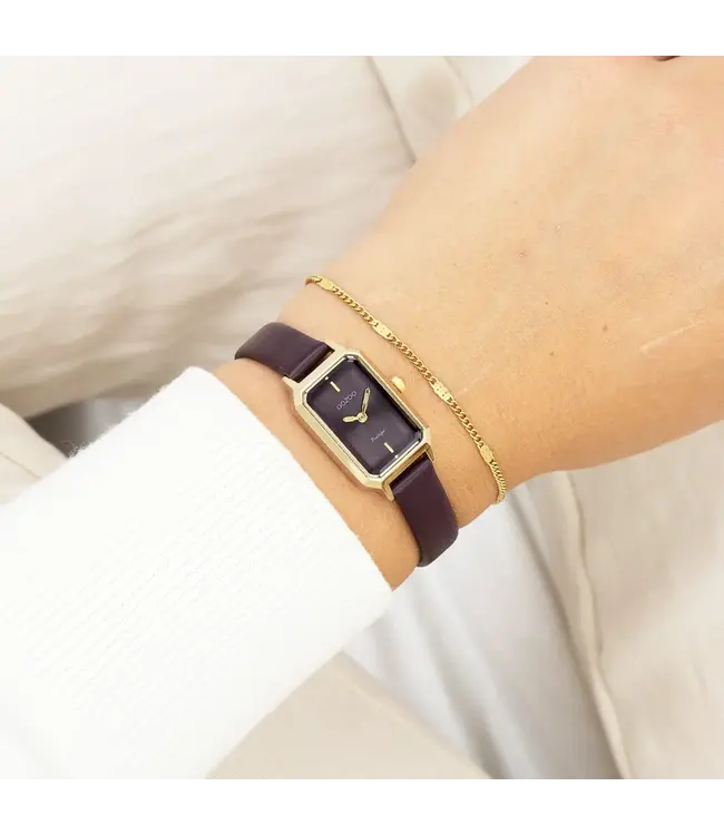 Oozoo Uurwerk Michele Goud/Aubergine 22x19mm