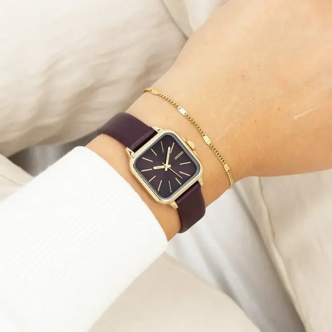 Oozoo Uurwerk Kiara Goud/Aubergine 34mm