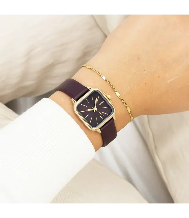 Oozoo Uurwerk Kiara Goud/Aubergine 34mm