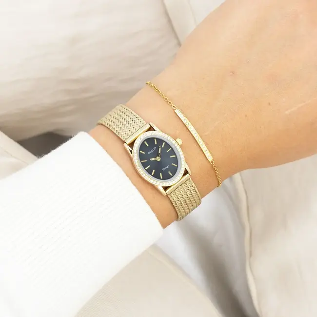 Oozoo Uurwerk Silke Goud/Zwart 28x23mm