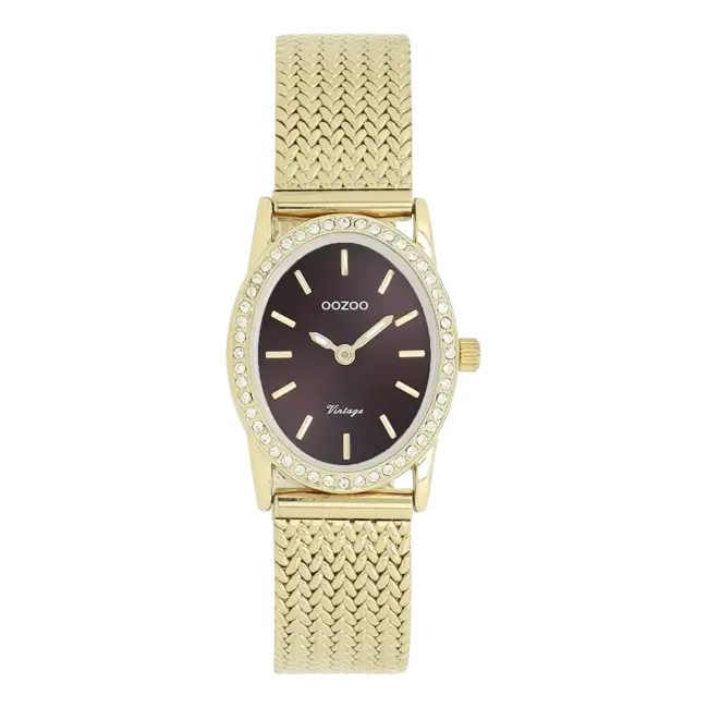 Oozoo Uurwerk Silke Goud/Aubergine 28x23mm