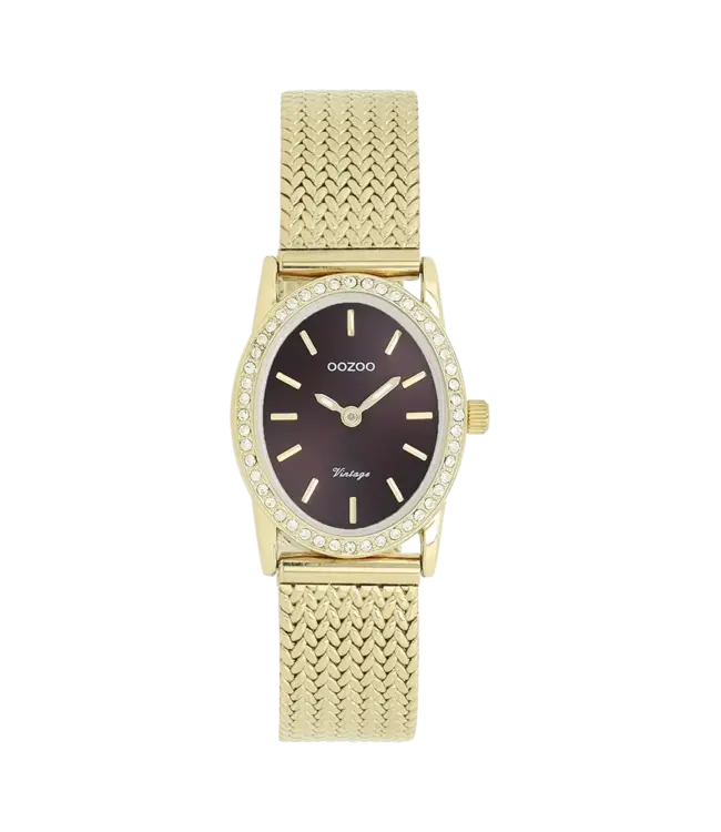 Oozoo Uurwerk Silke Goud/Aubergine 28x23mm