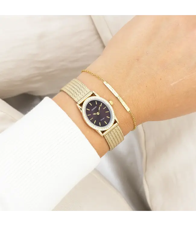 Oozoo Uurwerk Silke Goud/Aubergine 28x23mm