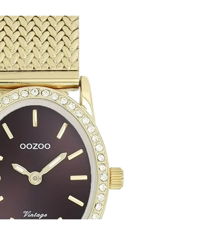 Oozoo Uurwerk Silke Goud/Aubergine 28x23mm