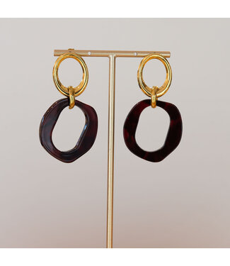 Oorring Alison Goud/Bordeaux