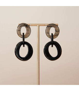 Oorring Mila Grijs/Zwart