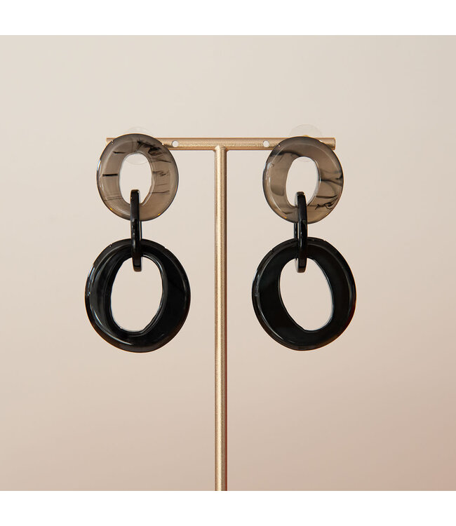 Oorring Mila Grijs/Zwart