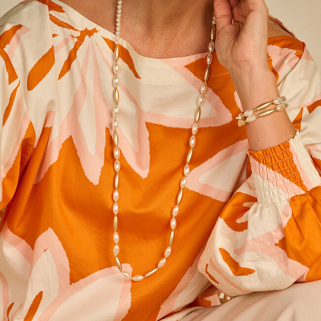 Les Cordes Halsketting Dariolang Parelmoer