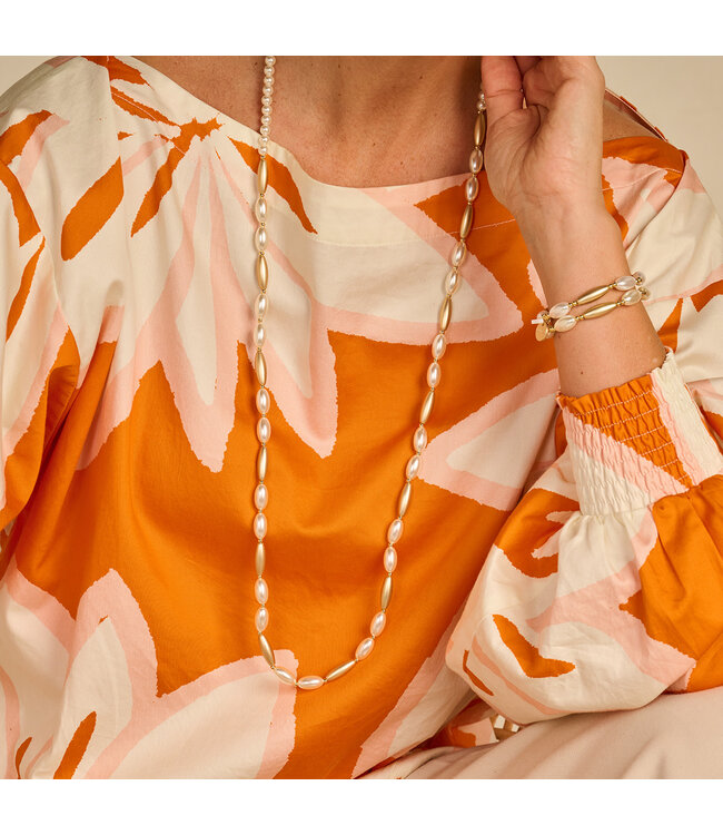 Les Cordes Halsketting Dariolang Parelmoer