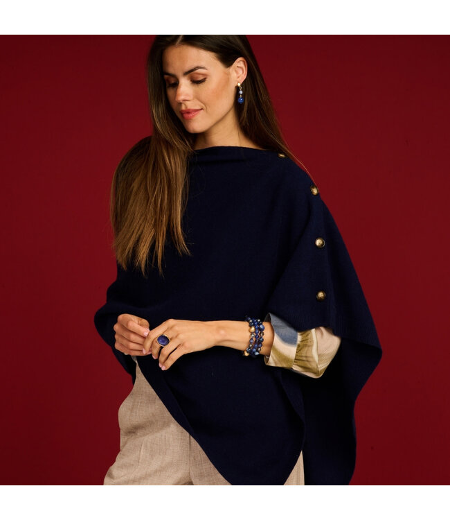 Les Cordes Poncho LCPONCHO2 Donkerblauw