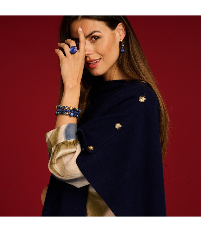 Les Cordes Poncho LCPONCHO2 Donkerblauw