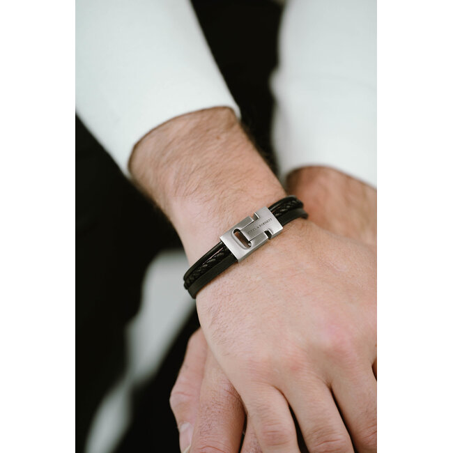 Steel & Barnett Leather Bracelet Casual Cole  Black M