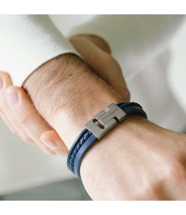 Steel & Barnett Leather Bracelet Casual Cole Jeans Blue M