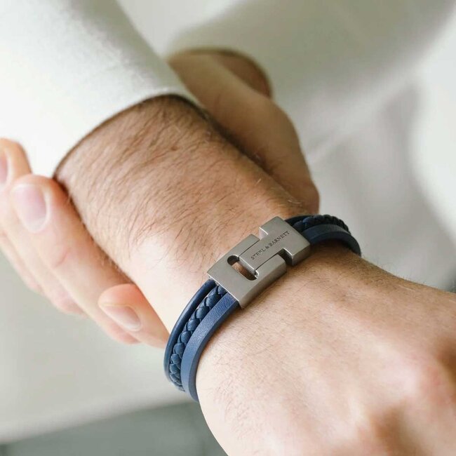 Steel & Barnett Leather Bracelet Casual Cole Jeans Blue M