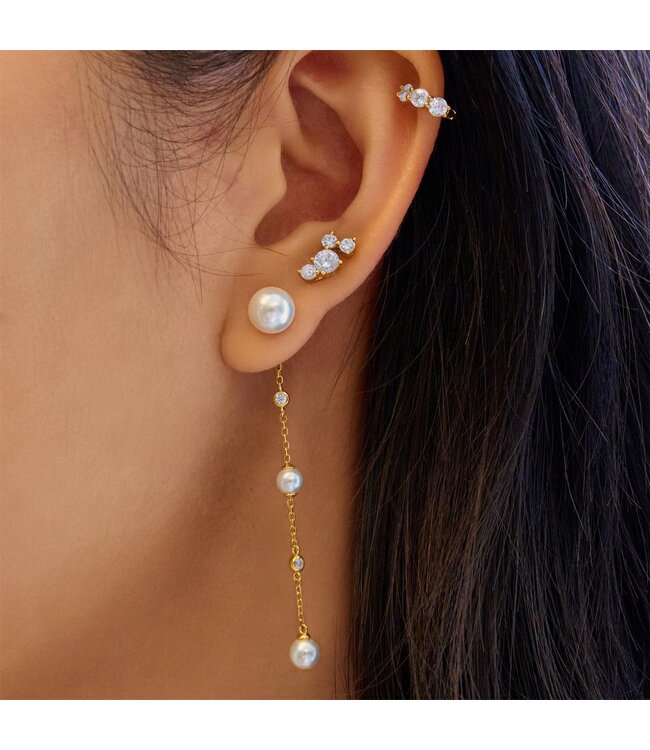 Ania Haie Oorring Cascade Shell Pearl Station Drop Gold