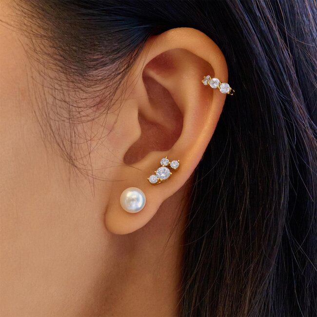 Ania Haie Oorring Cascade Shell Pearl Station Drop Gold