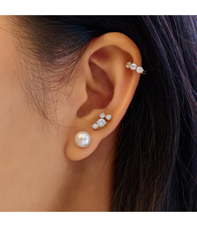 Ania Haie Oorring Cascade Shell Pearl Station Drop Gold