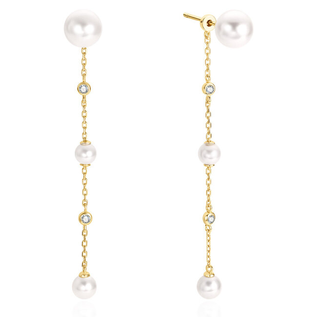 Ania Haie Oorring Cascade Shell Pearl Station Drop Gold