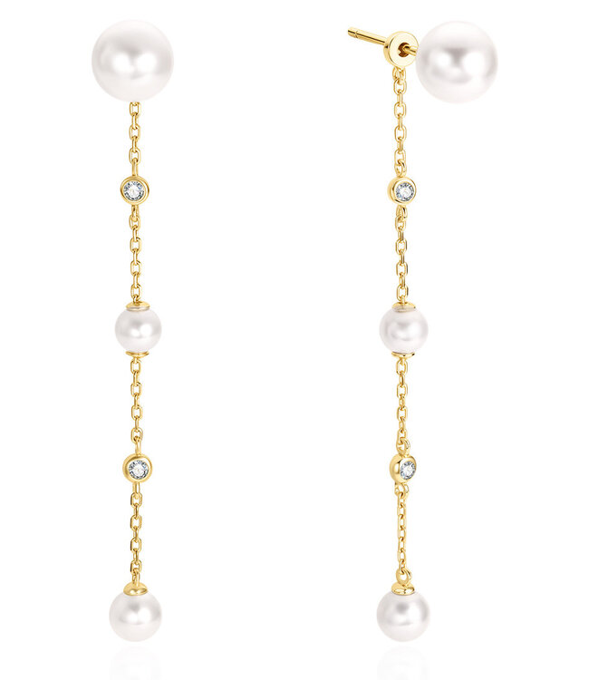 Ania Haie Oorring Cascade Shell Pearl Station Drop Gold