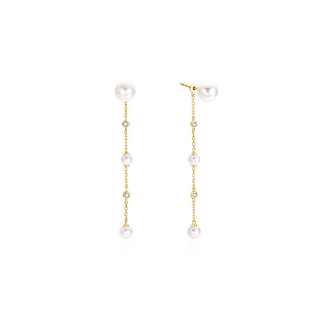 Ania Haie Oorring Cascade Shell Pearl Station Drop Gold