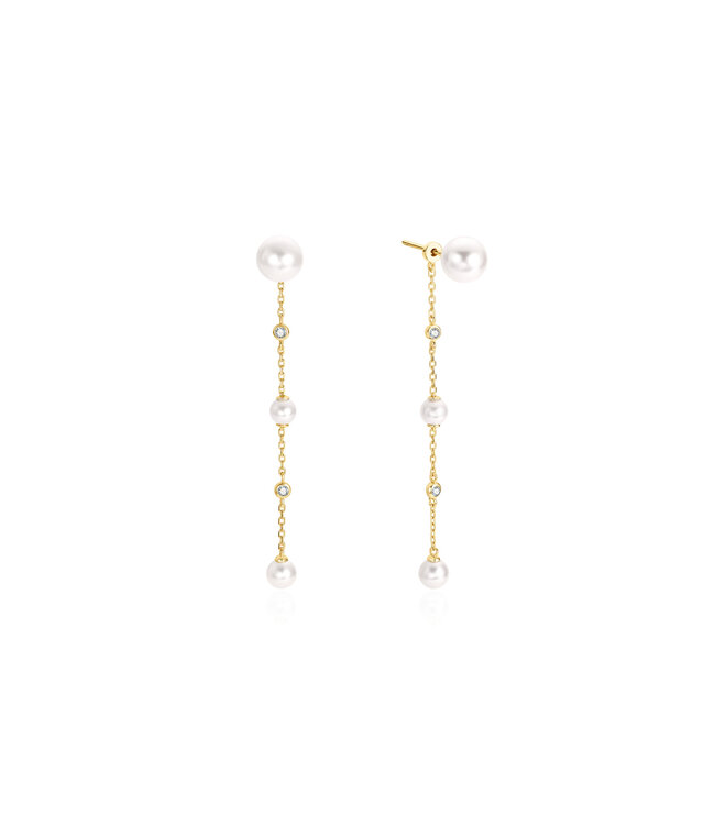 Ania Haie Oorring Cascade Shell Pearl Station Drop Gold