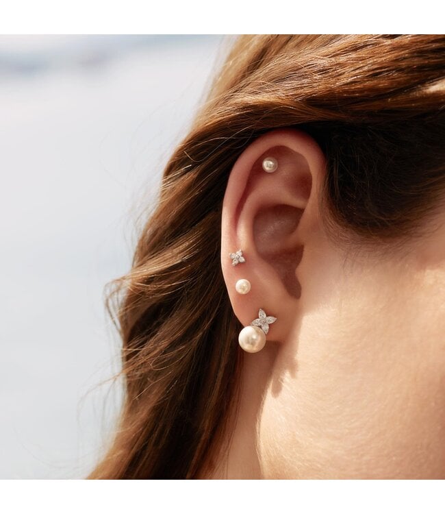 Ania Haie Oorring Shell Pearl & Lucky Clover Stud