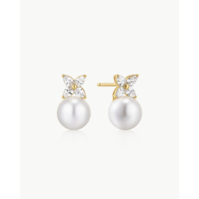 Ania Haie Oorring Shell Pearl & Lucky Clover Stud