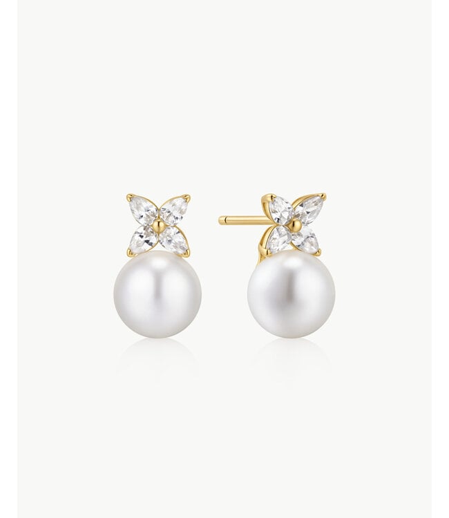 Ania Haie Oorring Shell Pearl & Lucky Clover Stud