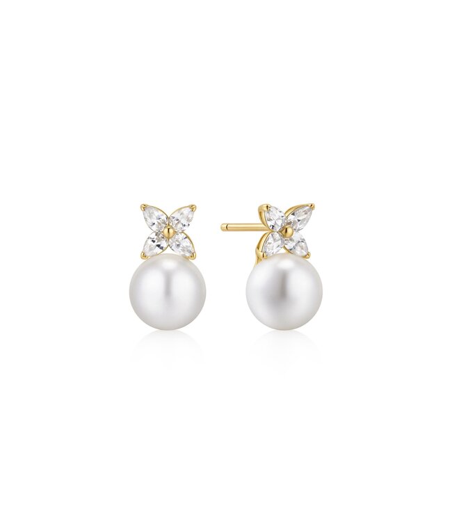 Ania Haie Oorring Shell Pearl & Lucky Clover Stud