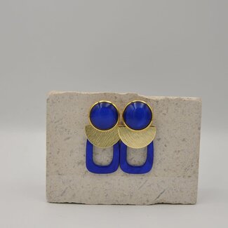 Maison Cachet Oorring Lunes Géométriques Cobalt