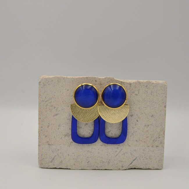 Maison Cachet Oorring Lunes Géométriques Cobalt