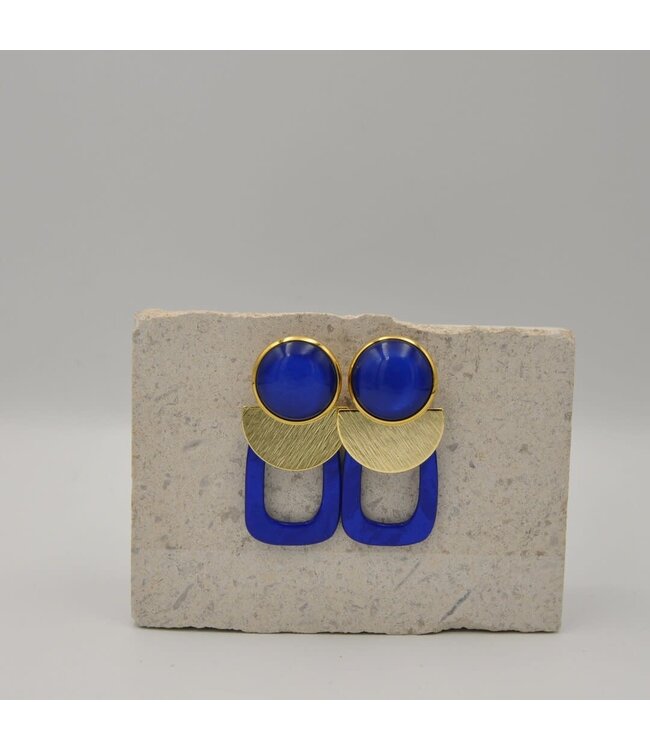 Maison Cachet Oorring Lunes Géométriques Cobalt