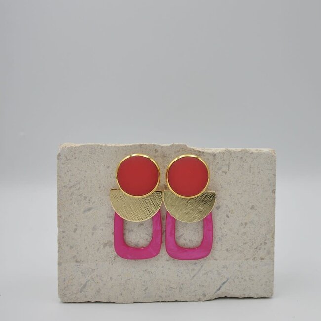 Maison Cachet Oorring Lunes Géométriques Magenta