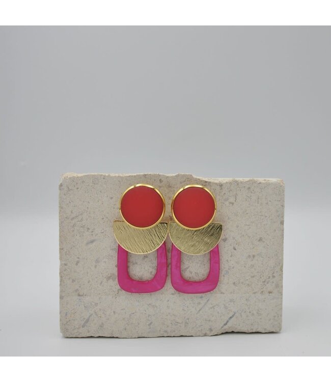 Maison Cachet Oorring Lunes Géométriques Magenta
