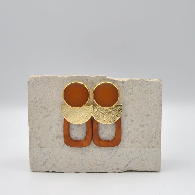 Maison Cachet Oorring Lunes Géométriques Caramel