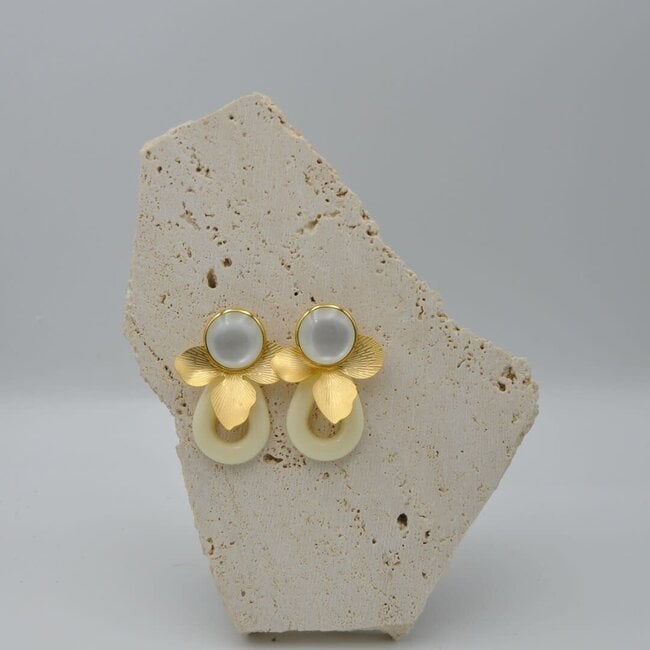 Maison Cachet Oorring Feuilles Creme