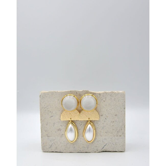 Maison Cachet Oorring Blanches Nacrées