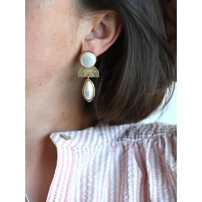 Maison Cachet Oorring Blanches Nacrées