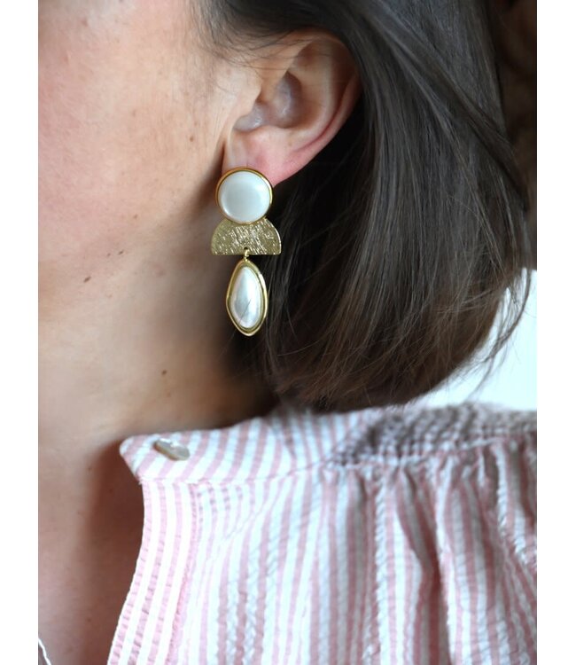 Maison Cachet Oorring Blanches Nacrées