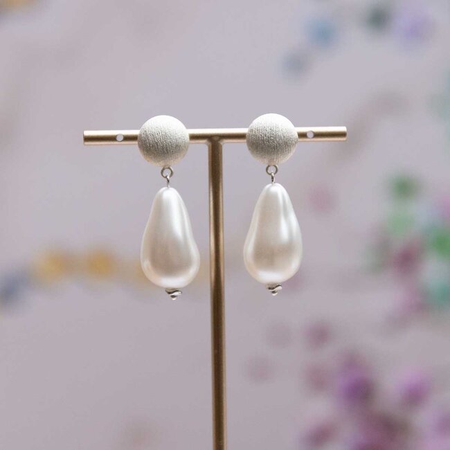 Flo Jewelry Oorring Aafke Silver/Pearl