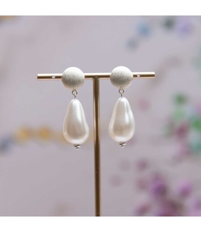 Flo Jewelry Oorring Aafke Silver/Pearl