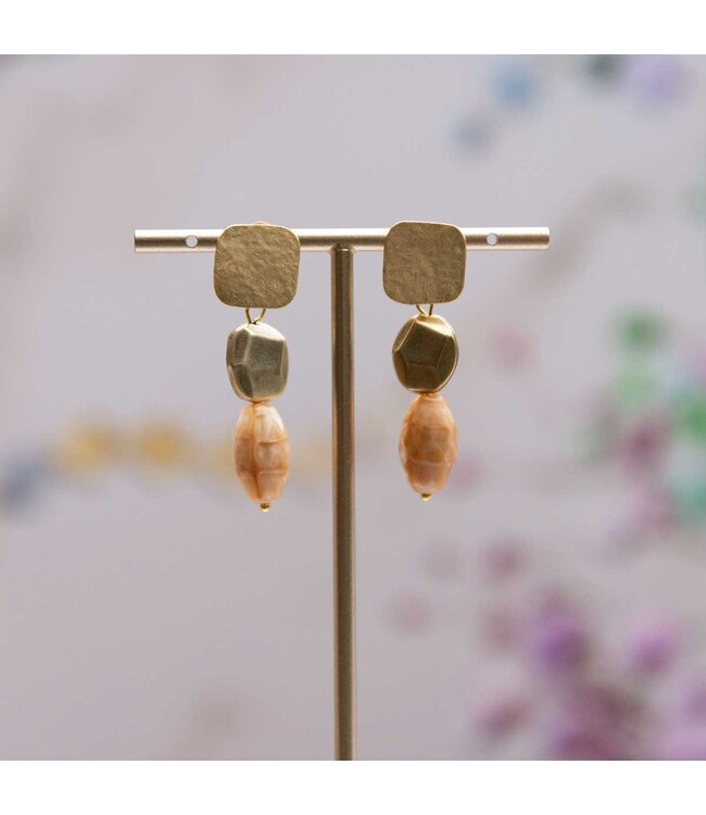 Flo Jewelry Oorring Annika Gold/Brown