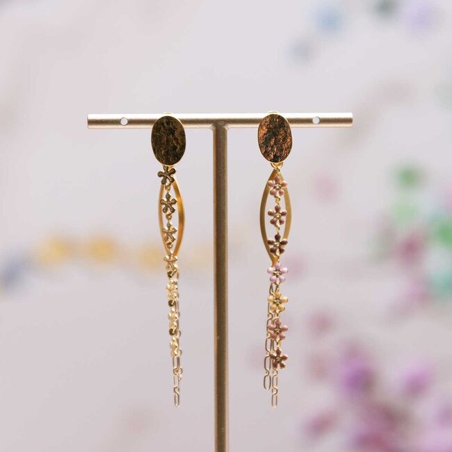 Flo Jewelry Oorring Amaya Gold/Pink